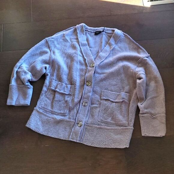 Urban Outfitters Fuzzy Oversized Button  Pocket Gray Cardigan - Picture 1 of 5